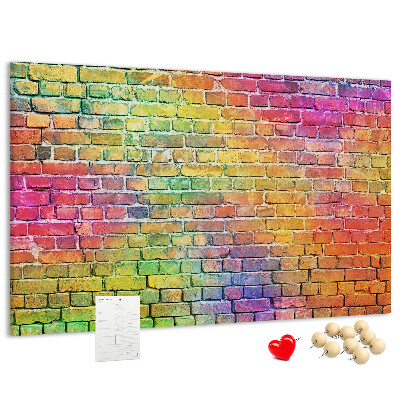 Tableau affichage liège Mur de briques colorées dans un arc-en-ciel
