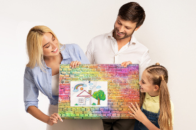Tableau affichage liège Mur de briques colorées dans un arc-en-ciel