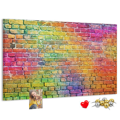 Tableau affichage liège Mur de briques colorées dans un arc-en-ciel