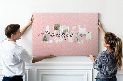 Tableau affichage liège L'amour de soi sur fond rose