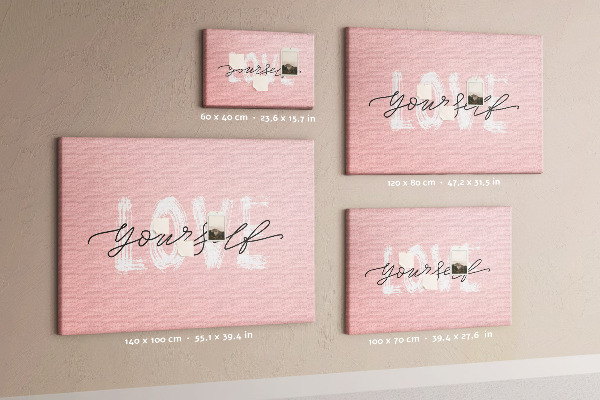 Tableau affichage liège L'amour de soi sur fond rose