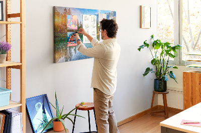 Tableau de liège Un paysage montagneux pittoresque avec un lac