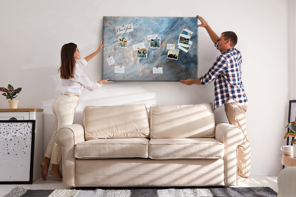Tableau affichage liège Motif abstrait dans des tons de bleu