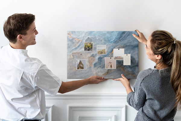Tableau affichage liège Motif abstrait dans des tons de bleu