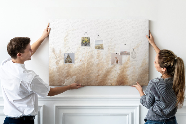 Tableau affichage liège Herbes délicates sur fond clair
