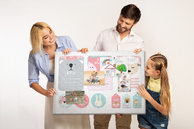 Tableau de liège Des notes colorées avec des animaux mignons