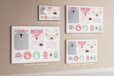 Tableau de liège Des notes colorées avec des animaux mignons