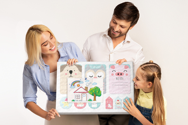 Tableau en liège Cahiers colorés avec des animaux mignons