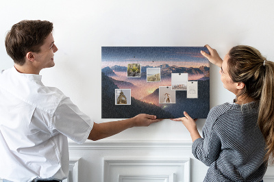 Tableau affichage liège Paysage de montagne pittoresque au crépuscule