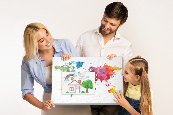 Tableau en liège carte du monde colorée à l'aquarelle