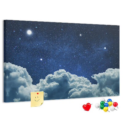 Tableau affichage liège Ciel nocturne avec des étoiles et des nuages