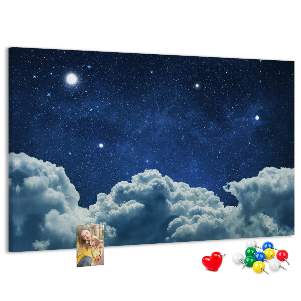 Tableau affichage liège Ciel nocturne avec des étoiles et des nuages