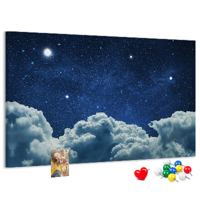 Tableau affichage liège Ciel nocturne avec des étoiles et des nuages