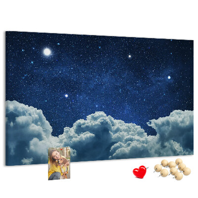 Tableau affichage liège Ciel nocturne avec des étoiles et des nuages