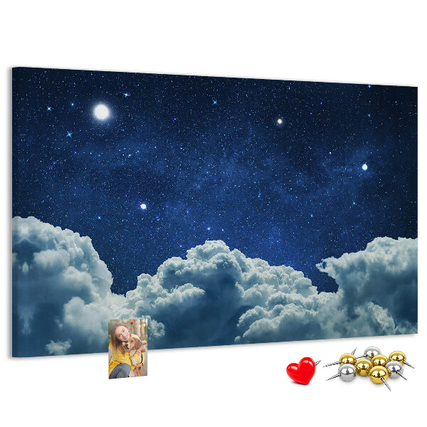 Tableau affichage liège Ciel nocturne avec des étoiles et des nuages