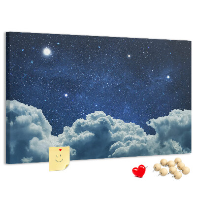 Tableau affichage liège Ciel nocturne avec des étoiles et des nuages