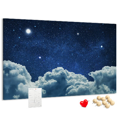 Tableau affichage liège Ciel nocturne avec des étoiles et des nuages