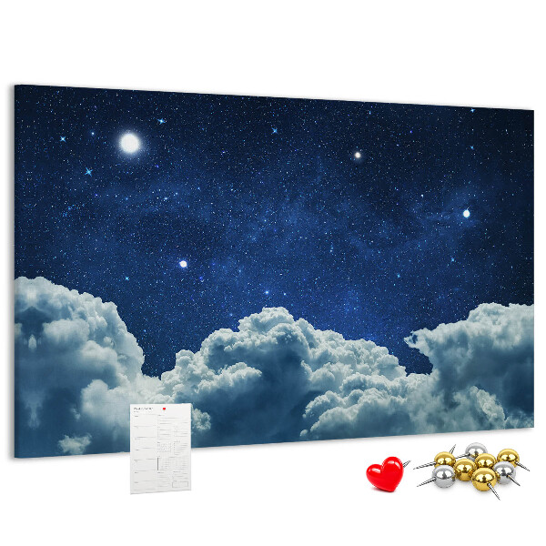 Tableau affichage liège Ciel nocturne avec des étoiles et des nuages