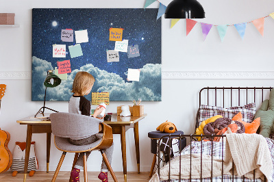 Tableau affichage liège Ciel nocturne avec des étoiles et des nuages