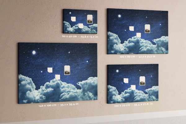 Tableau affichage liège Ciel nocturne avec des étoiles et des nuages