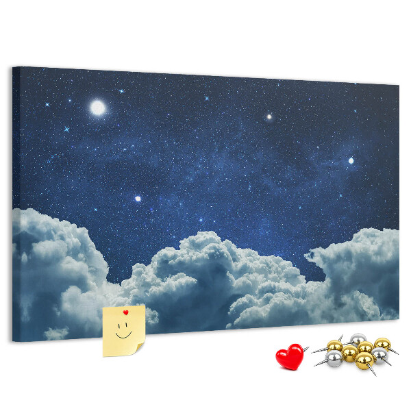 Tableau affichage liège Ciel nocturne avec des étoiles et des nuages
