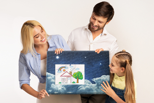 Tableau affichage liège Ciel nocturne avec des étoiles et des nuages