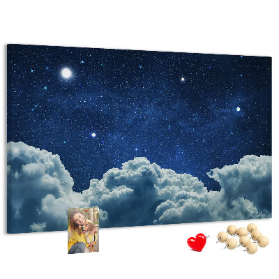 Tableau affichage liège Ciel nocturne avec des étoiles et des nuages