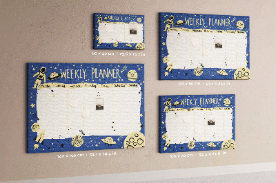 Tableau affichage liège Agenda cosmique hebdomadaire avec planètes et étoiles