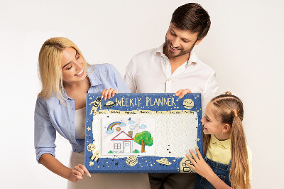 Tableau affichage liège Agenda cosmique hebdomadaire avec planètes et étoiles