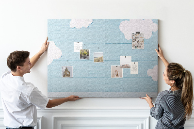 Tableau en liège Ciel nuageux sur fond de bois