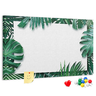 Tableau de liège Feuilles vertes dans un style tropical.