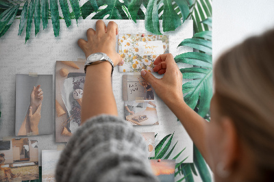 Tableau de liège Feuilles vertes dans un style tropical.