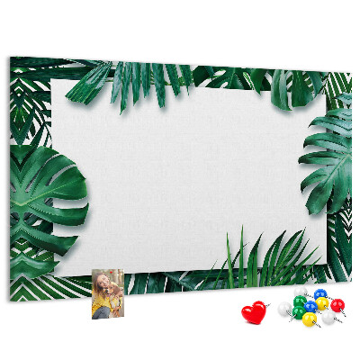 Tableau de liège Feuilles vertes dans un style tropical.