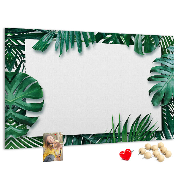 Tableau de liège Feuilles vertes dans un style tropical.