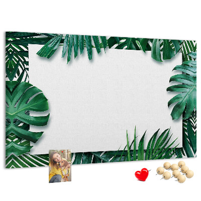 Tableau de liège Feuilles vertes dans un style tropical.