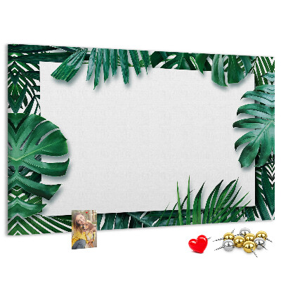 Tableau de liège Feuilles vertes dans un style tropical.