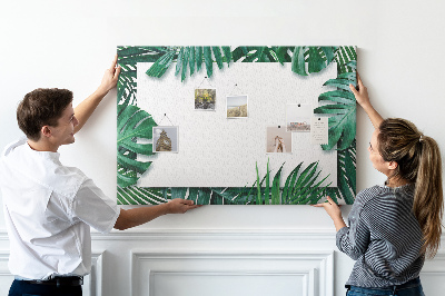 Tableau de liège Feuilles vertes dans un style tropical.