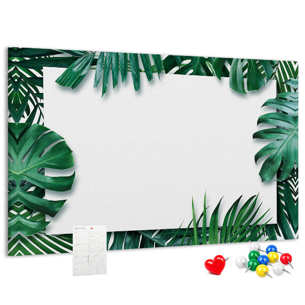 Tableau de liège Feuilles vertes dans un style tropical.