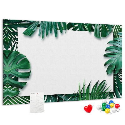 Tableau de liège Feuilles vertes dans un style tropical.