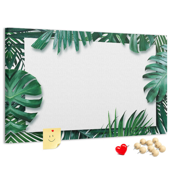 Tableau de liège Feuilles vertes dans un style tropical.