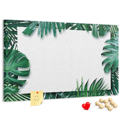 Tableau de liège Feuilles vertes dans un style tropical.