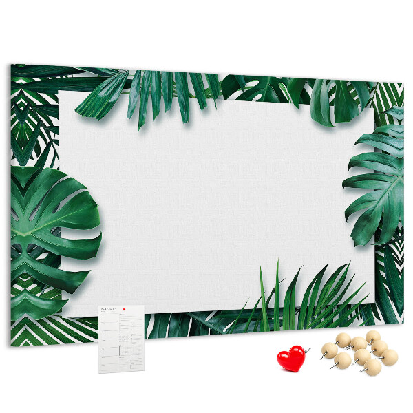 Tableau de liège Feuilles vertes dans un style tropical.