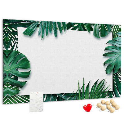 Tableau de liège Feuilles vertes dans un style tropical.