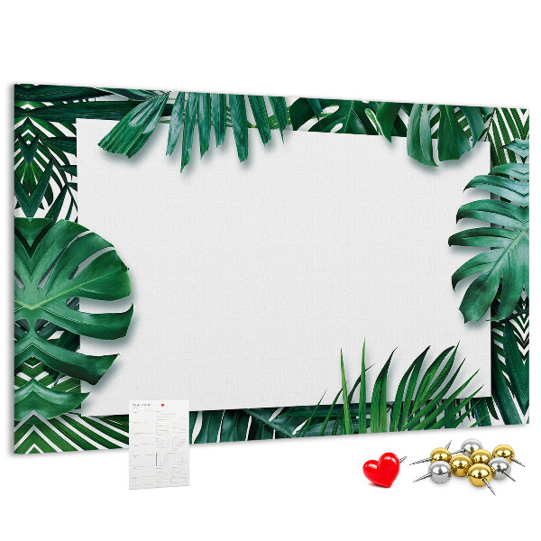 Tableau de liège Feuilles vertes dans un style tropical.
