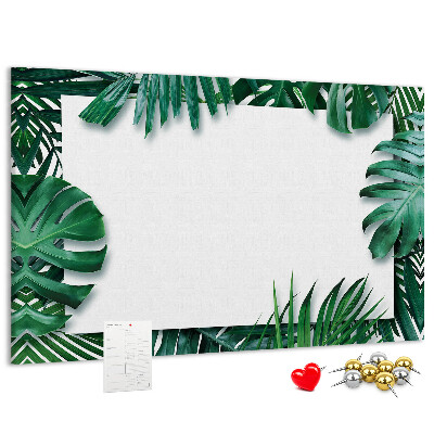 Tableau de liège Feuilles vertes dans un style tropical.