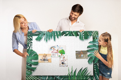 Tableau de liège Feuilles vertes dans un style tropical.