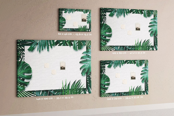 Tableau de liège Feuilles vertes dans un style tropical.