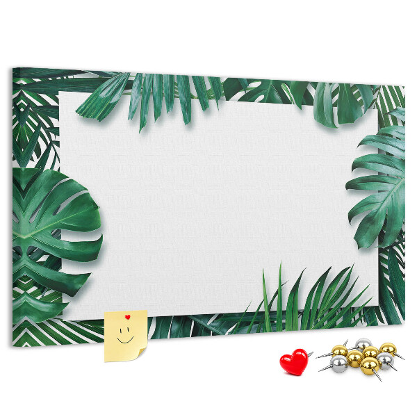 Tableau de liège Feuilles vertes dans un style tropical.