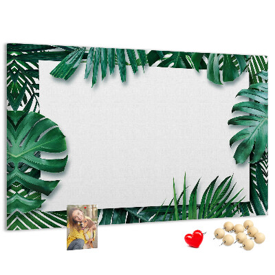 Tableau de liège Feuilles vertes dans un style tropical.