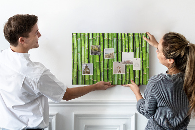 Tableau en liège Tiges de bambou vertes dans leur disposition naturelle